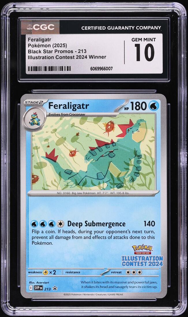 2025 Pokemon SV Black Star Promo Illustration Contest Feraligatr #213 CGC 10 GEM