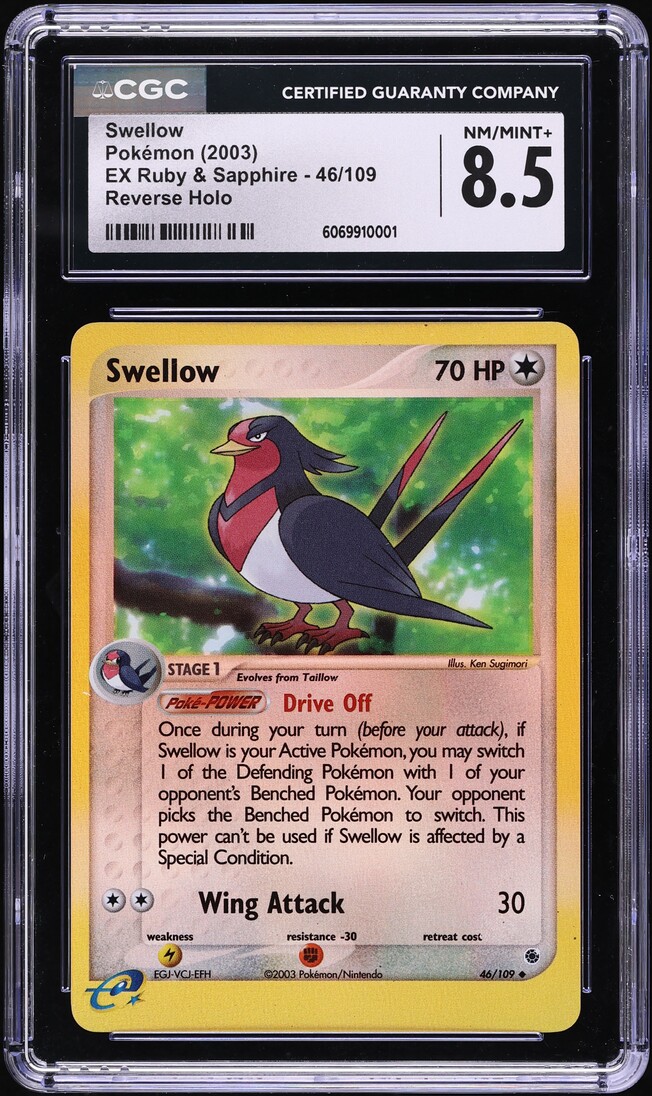 2003 Pokemon EX Ruby & Sapphire Reverse Holo Swellow #46 CGC 8.5 NM-MT+
