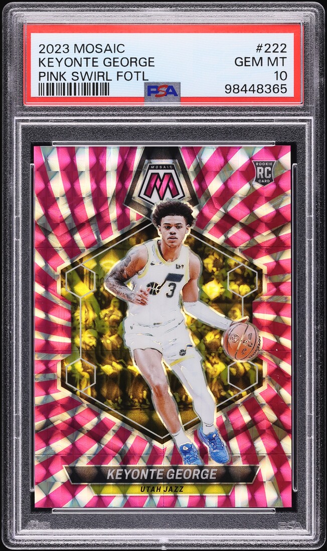 2023 Panini Mosaic Pink Swirl FOTL Keyonte George ROOKIE /18 #222 PSA 10 GEM