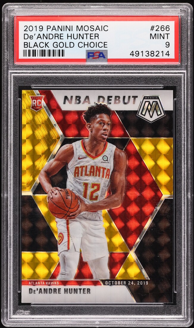 2019 Panini Mosaic Black Gold Choice De'andre Hunter ROOKIE 8/8 #266 PSA 9 MINT