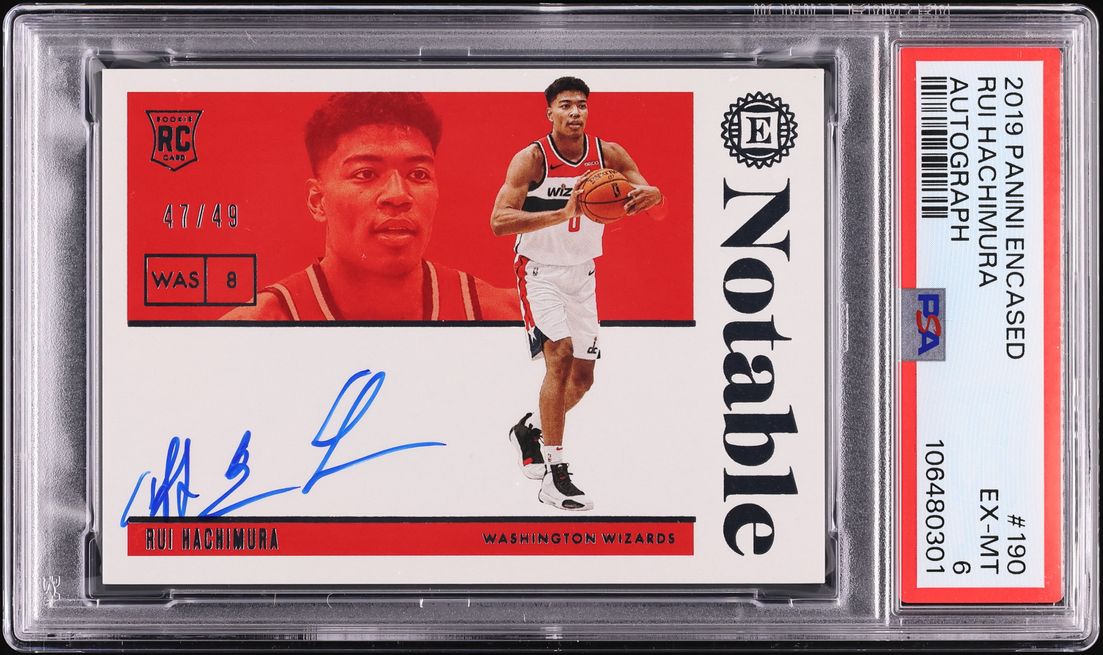 2019 Panini Encased Rui Hachimura ROOKIE AUTO /49 #190 PSA 6 EXMT 