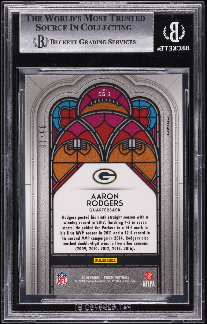 2018 Panini Prizm Stained Glass Gold Mojo Aaron Rodgers #SG2 BGS 9 MINT