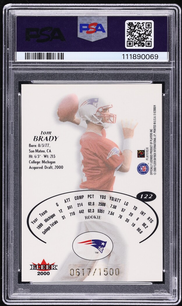 2000 Fleer E-X Tom Brady ROOKIE /1500 #122 PSA 7 NRMT