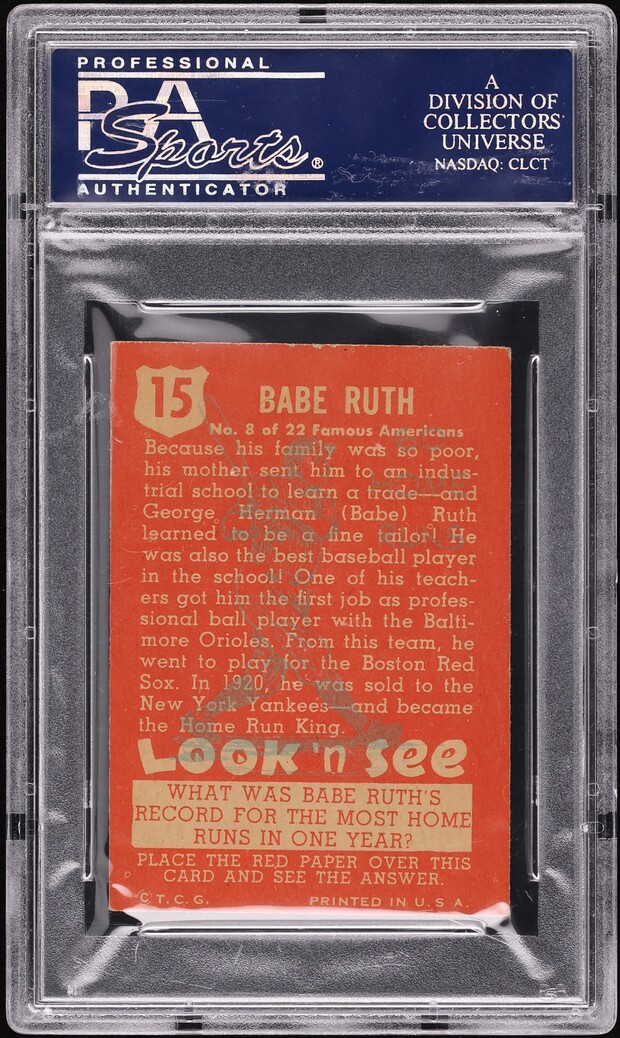 1952 Topps Look 'n See Babe Ruth #15 PSA 5 EX