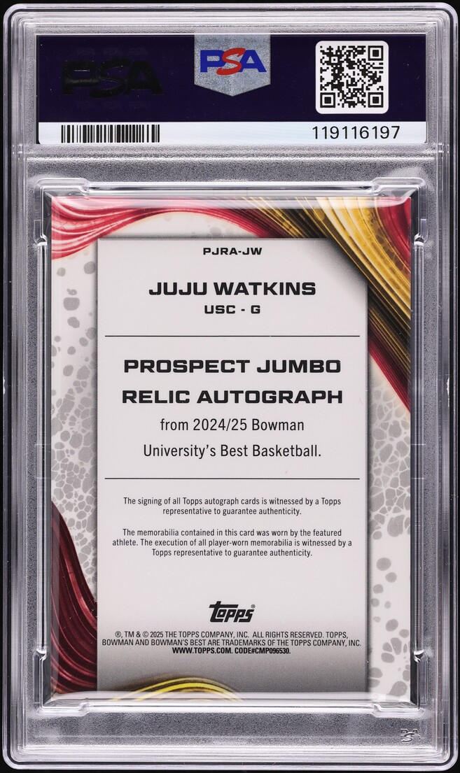2024 Bowman Best U White Geo Juju Watkins ROOKIE PATCH AUTO /5 #PJRAJW PSA 9