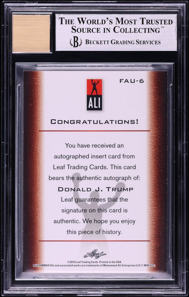 2011 Leaf Fans Of Ali Bronze Donald Trump AUTO #FAU-6 BGS 9 MINT