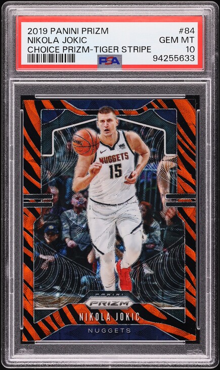 2019 Panini Prizm Choice Tiger Stripe Nikola Jokic #84 PSA 10 GEM