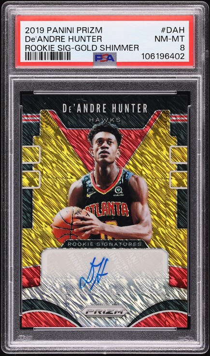 2019 Panini Prizm Gold Shimmer De'andre Hunter ROOKIE AUTO /10 #RS
