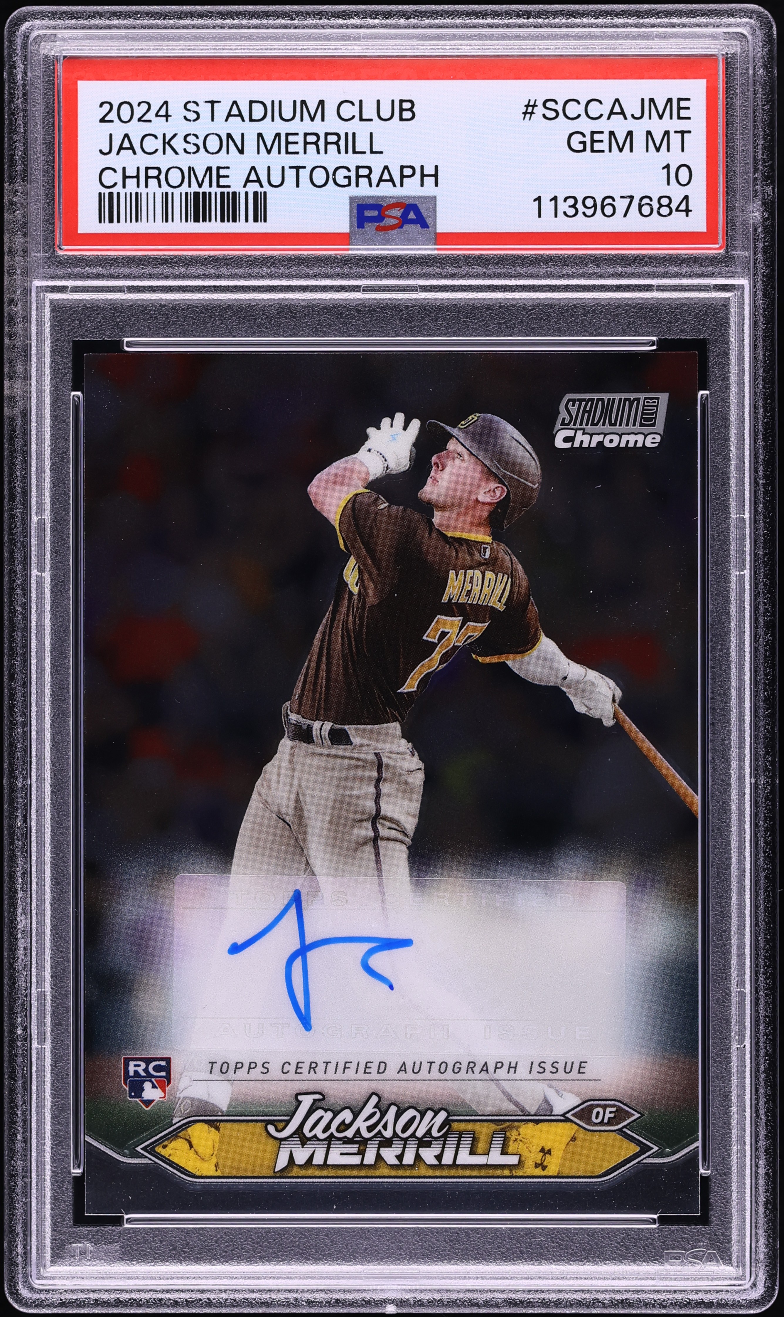 2024 Stadium Club Chrome Jackson Merrill ROOKIE AUTO #SCCAJME PSA