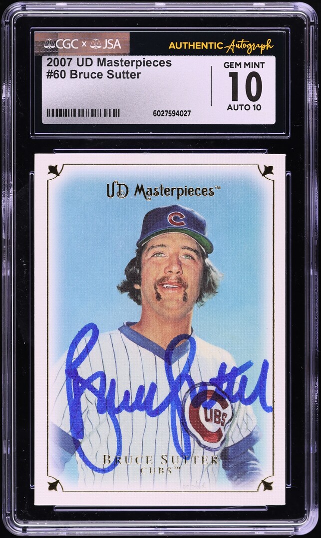 2007 UD Masterpieces Bruce Sutter AUTO #60 JSA CGC 10 GEM MINT