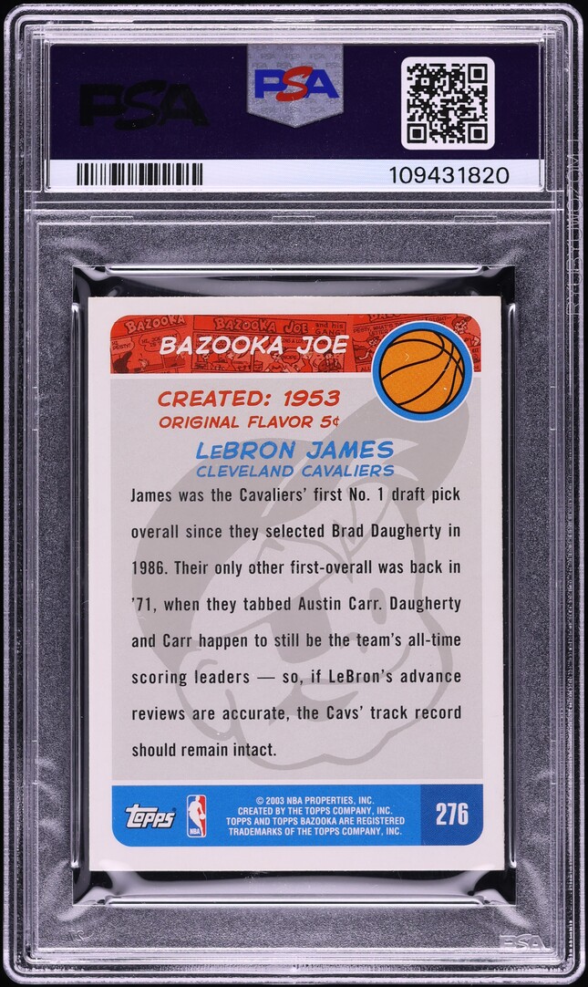 2003 Bazooka Mini LeBron James ROOKIE #276 PSA 8 NM-MT
