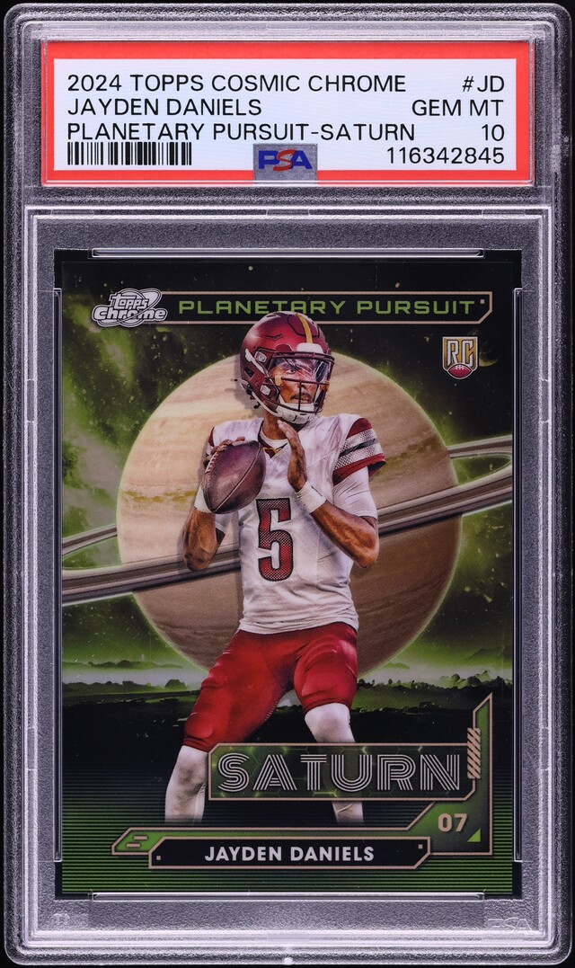 2024 Topps Chrome Cosmic Planetary Pursuit Saturn Jayden Daniels ROOKIE PSA 10