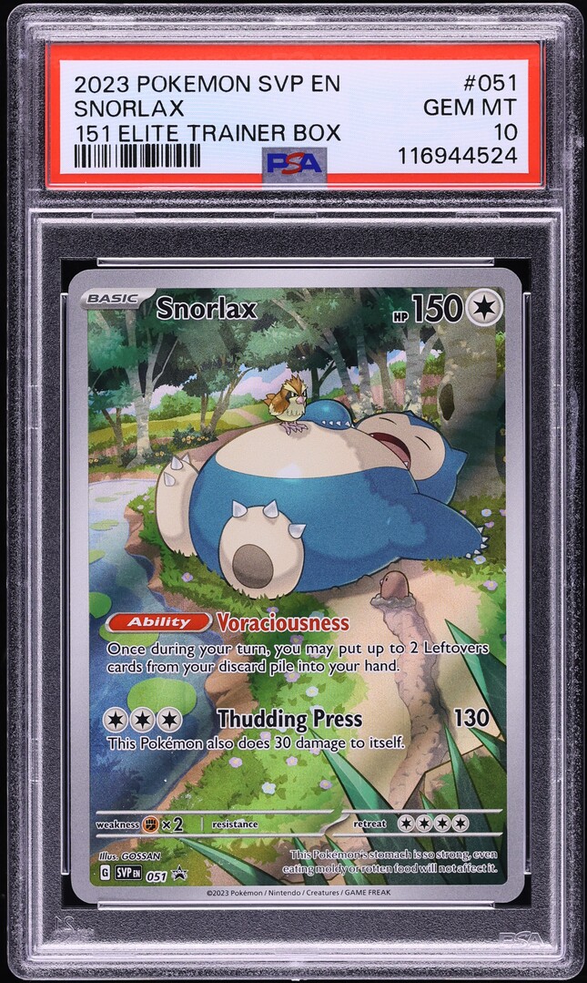 2023 Pokemon Scarlet & Violet 151 Black Star Promo ETB Snorlax #51 PSA 10 GEM