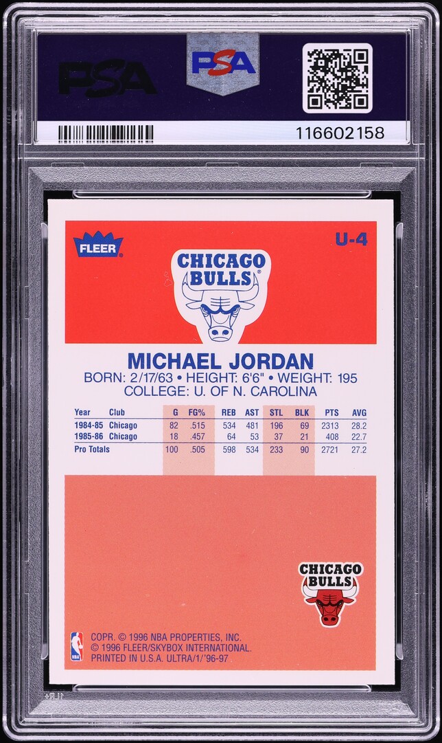 1996 Ultra Decade Of Excellence Michael Jordan #U-4 PSA 10 GEM MINT