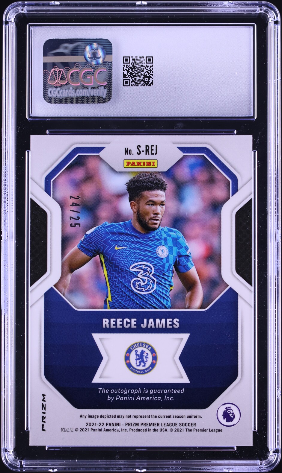 2021 Panini Prizm Premier League Purple Reece James AUTO /25 #S-REJ CGC 10