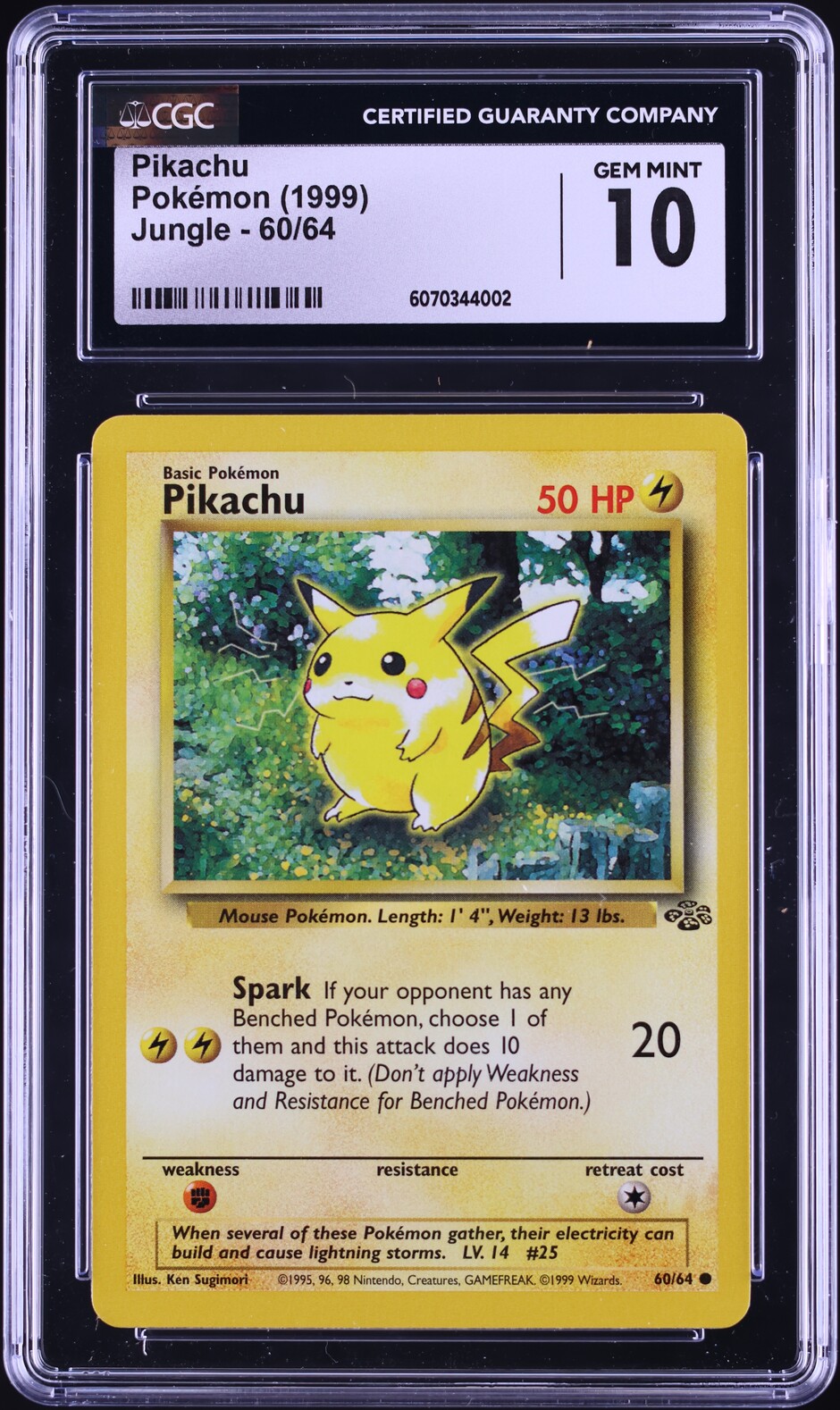 1999 Pokemon Jungle Pikachu #60 JSA CGC 10 GEM MINT