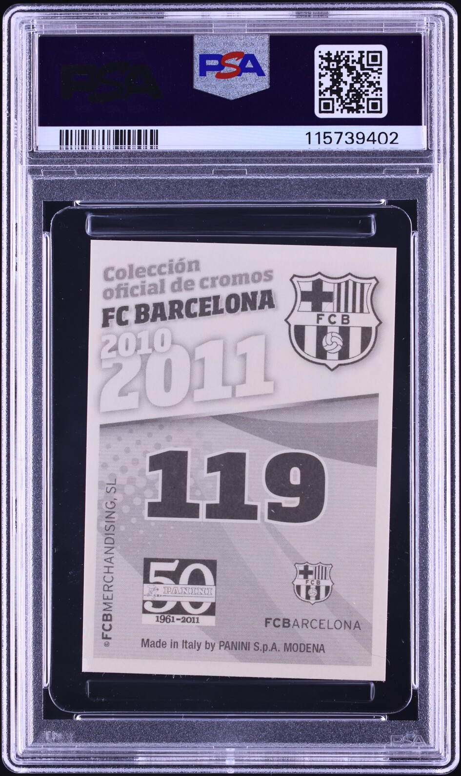 2010 Panini FC Barcelona Lionel Messi AUTO #119 PSA 9 MINT