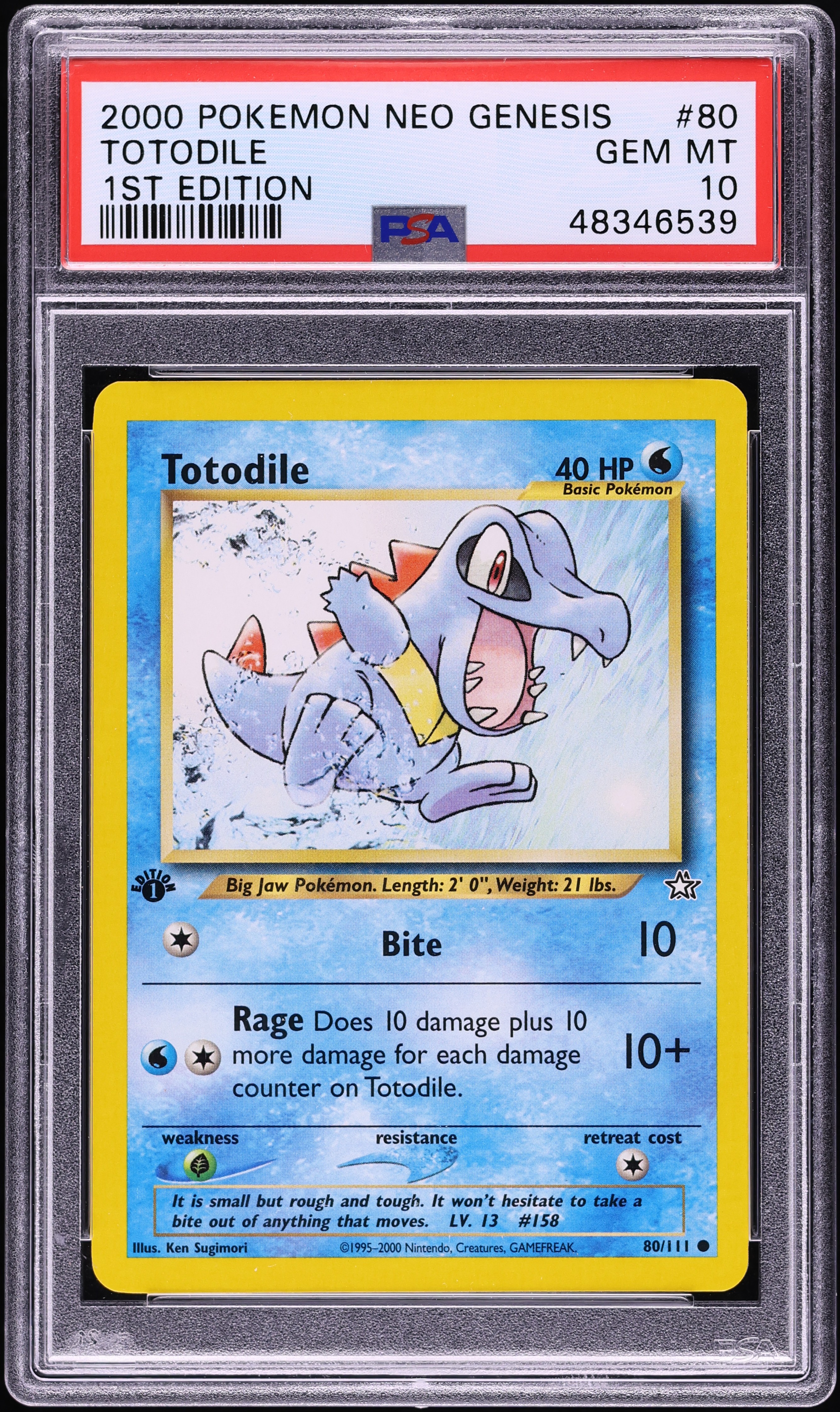2000 Pokemon Neo Genesis 1st Edition Totodile #80 PSA 10 GEM MINT