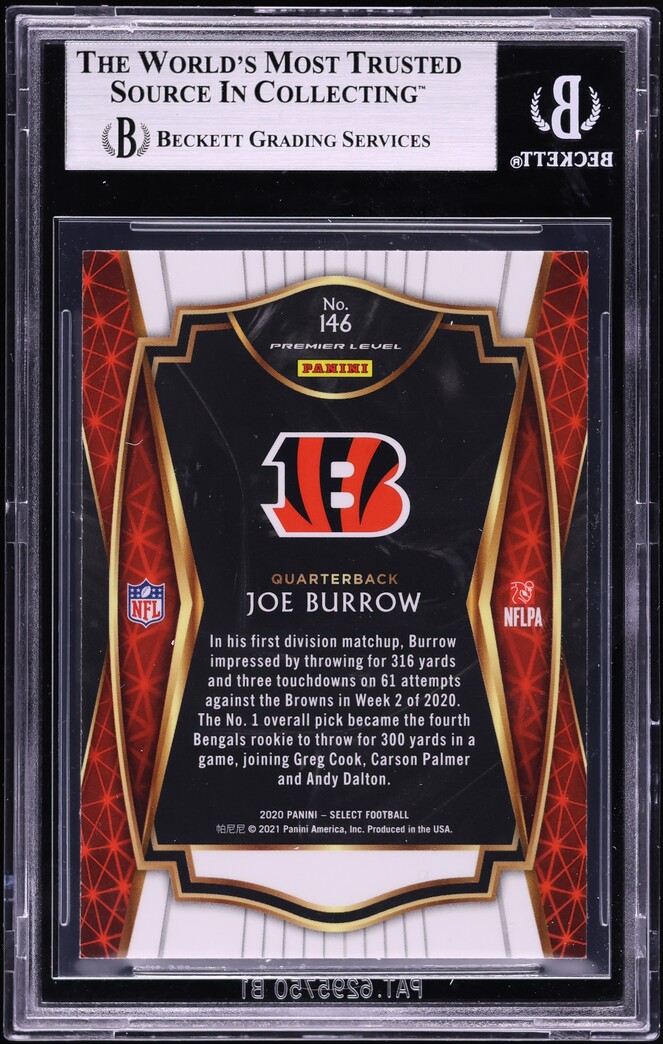2020 Select Premier Level Joe Burrow ROOKIE #146 BGS 9 MINT