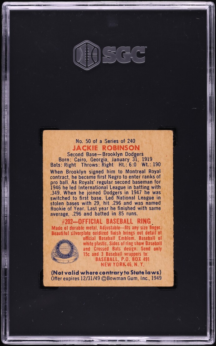 1949 Bowman Jackie Robinson ROOKIE #50 SGC 4.5 VGEX+