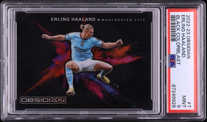 2022 Panini Obsidian Black Colorblast Erling Haaland #7 PSA 10 GEM