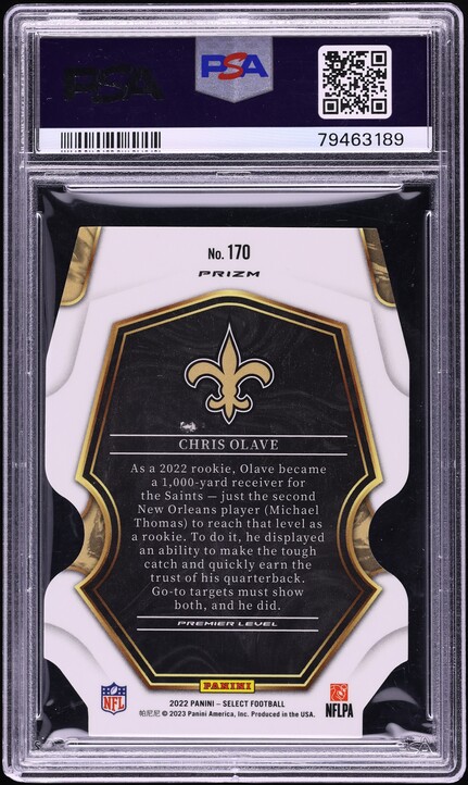 2022 Select Premier Level Die-Cut Zebra Prizm Chris Olave ROOKIE