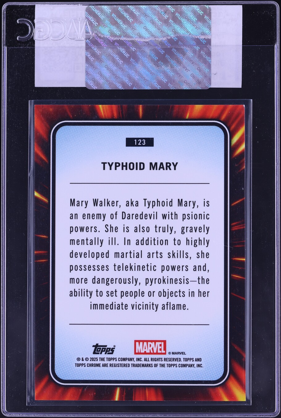 2025 Topps Chrome Marvel Blue & Green Shimmer Ref Typhoid Mary