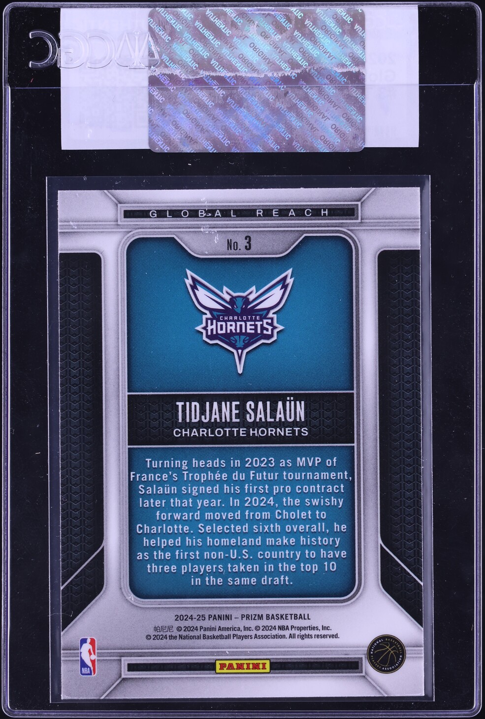 2024 Panini Prizm Global Reach Tidjane Salaun ROOKIE #3 CGC AUTH