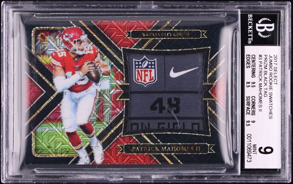 2017 Select Black Prizm Patrick Mahomes II ROOKIE TAG PATCH 1/1 #3 BGS 9 MINT