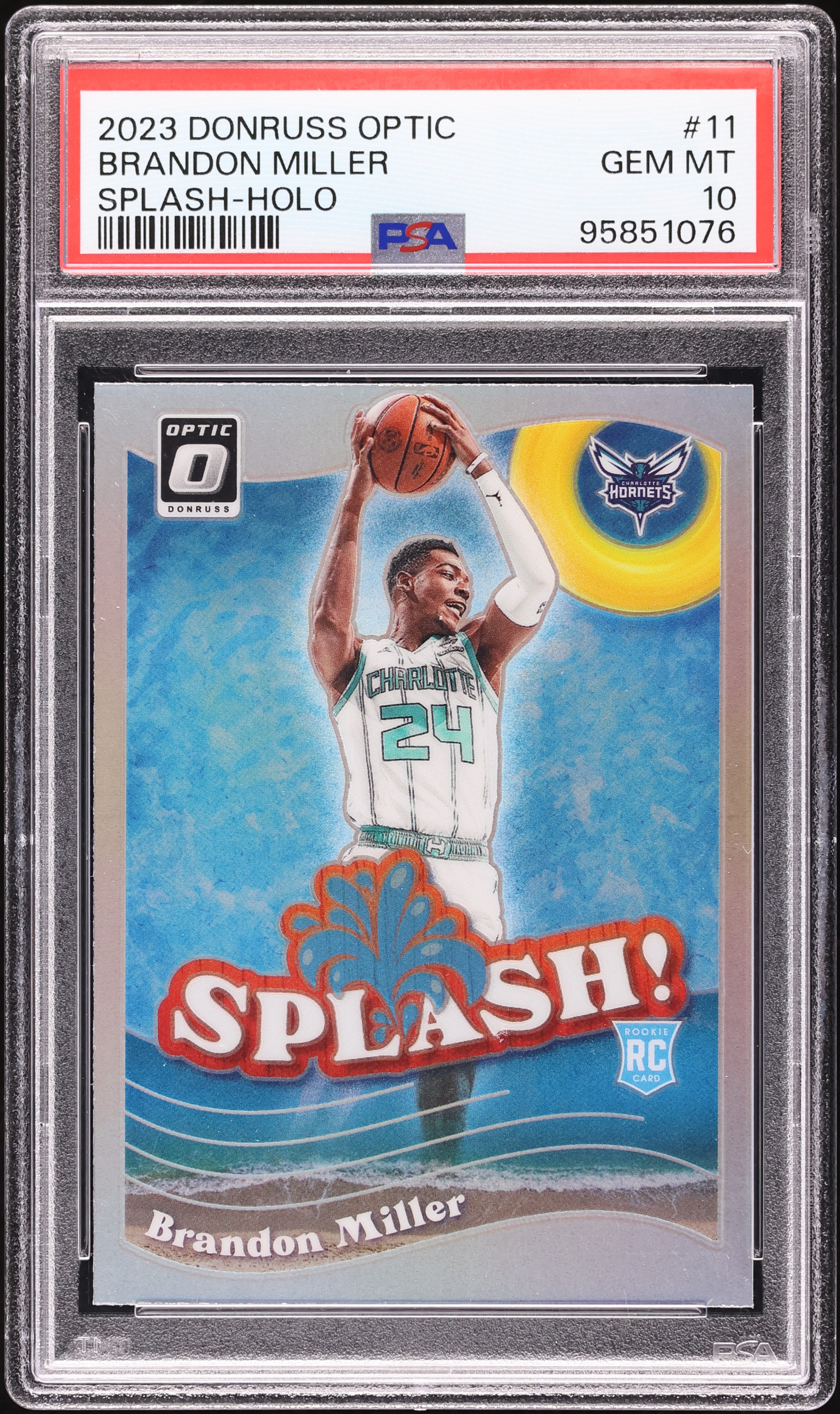 2023 Donruss Optic Splash! Holo Brandon Miller ROOKIE #11 PSA 10
