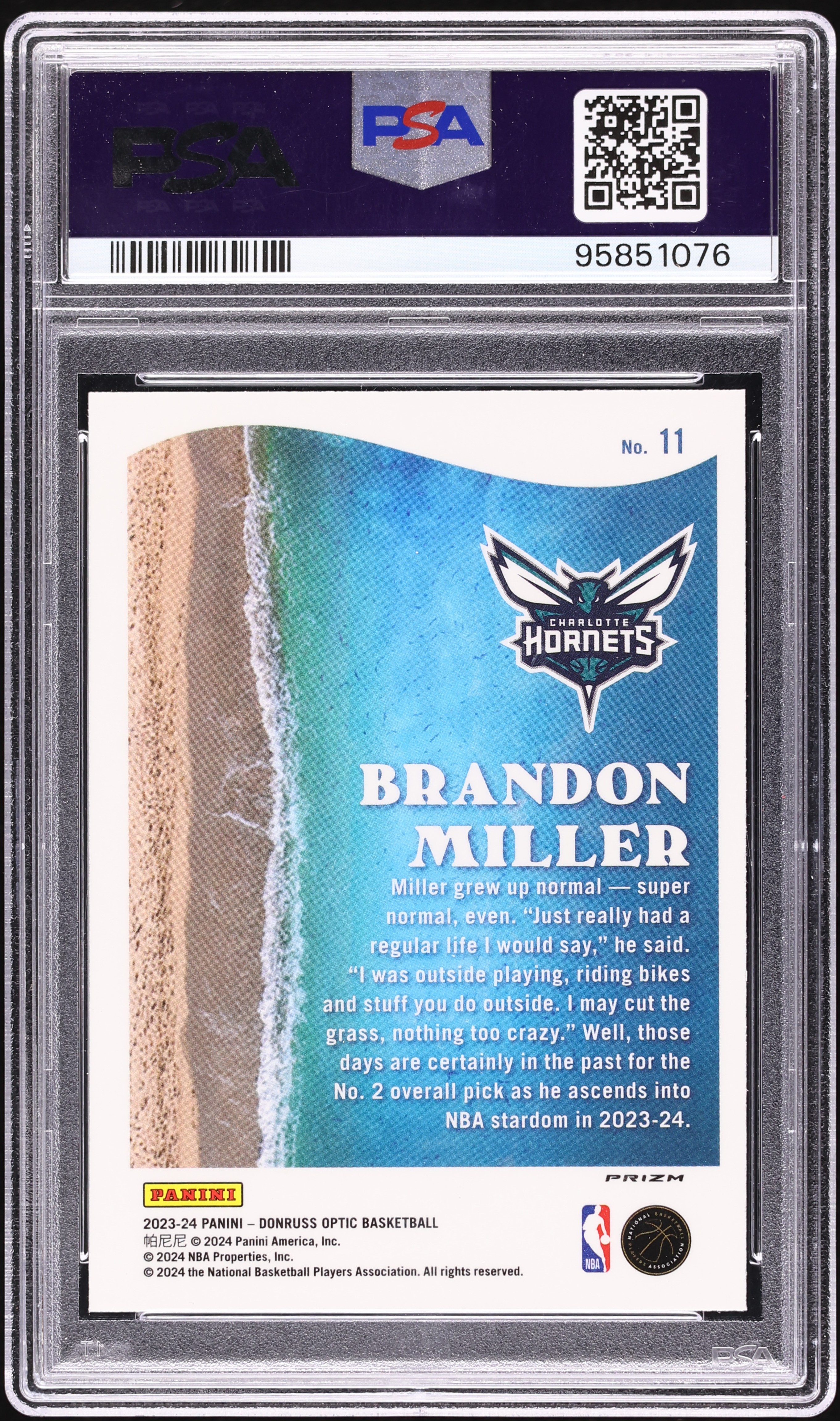 2023 Donruss Optic Splash! Holo Brandon Miller ROOKIE #11 PSA 10