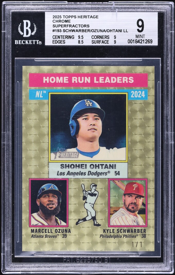 2025 Topps Heritage Chrome Superfractor Schwarber Ozuna Shohei Ohtani 1/1 BGS 9