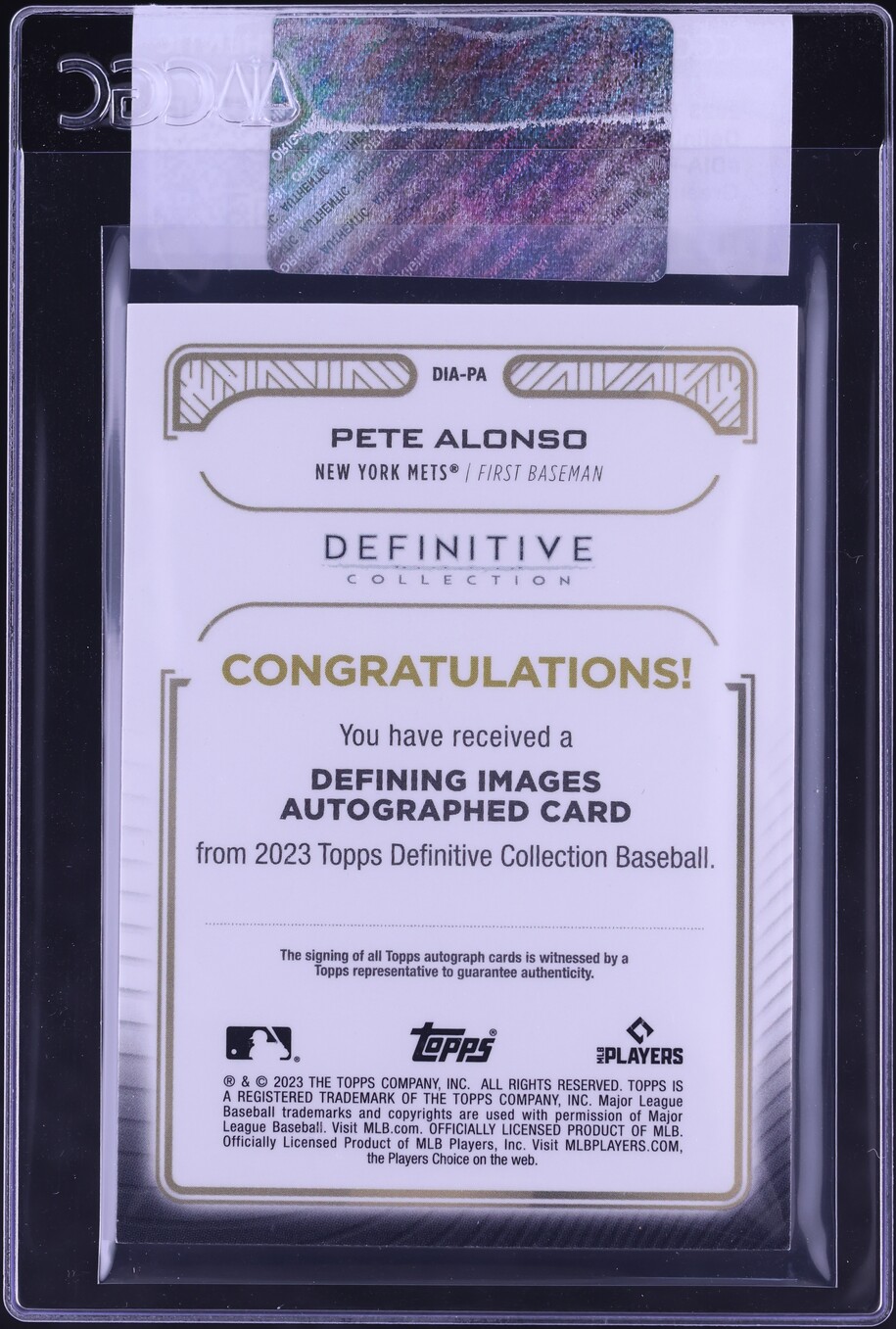2023 Topps Definitive Collection Defining Green Pete Alonso AUTO