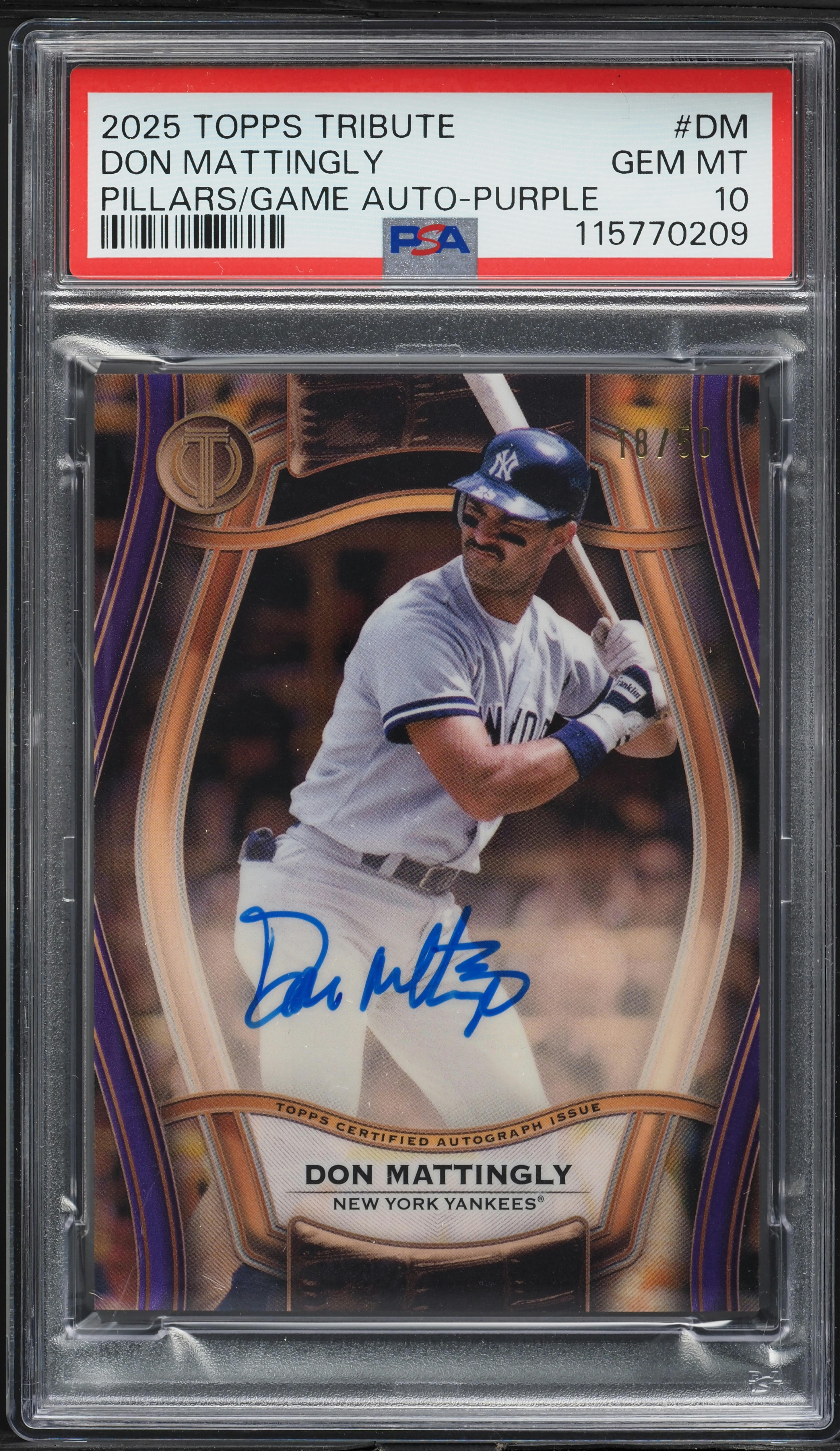 2025 Topps Tribute Pillars Of The Game Purple Don Mattingly AUTO 