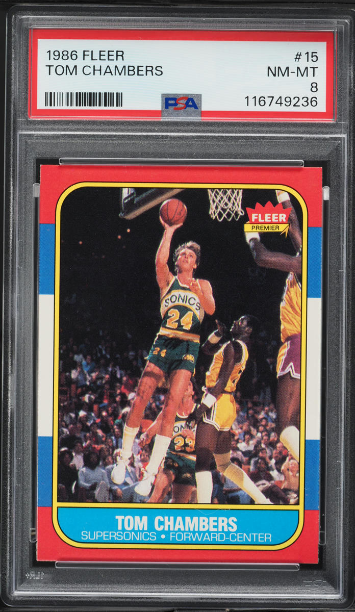1986 Fleer Basketball Tom Chambers #15 PSA 8 NM-MT