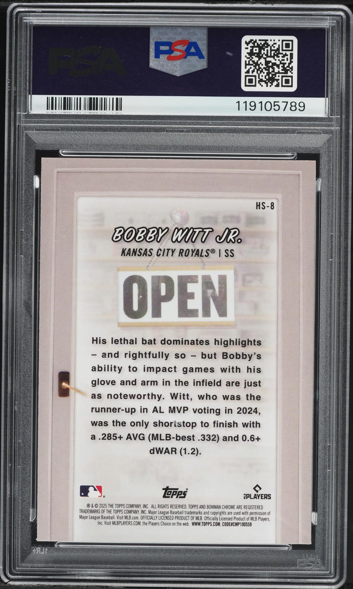 2025 Bowman Hobby Stars Bobby Witt Jr. #HS8 PSA 10 GEM MINT