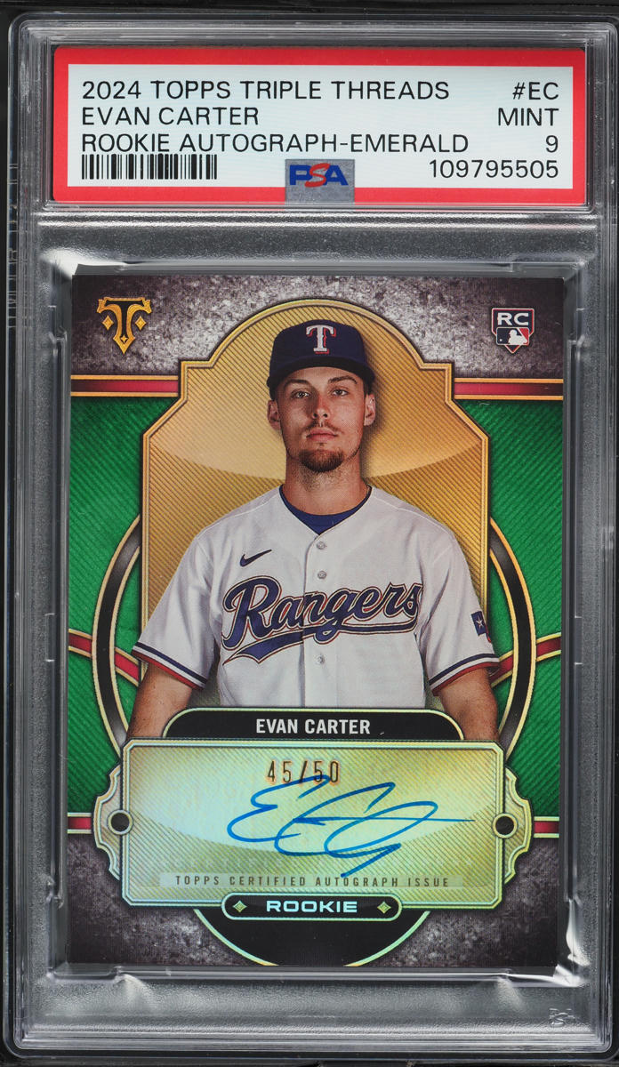 2024 Topps Triple Threads Emerald Evan Carter ROOKIE AUTO /50 #EC PSA 9 MINT