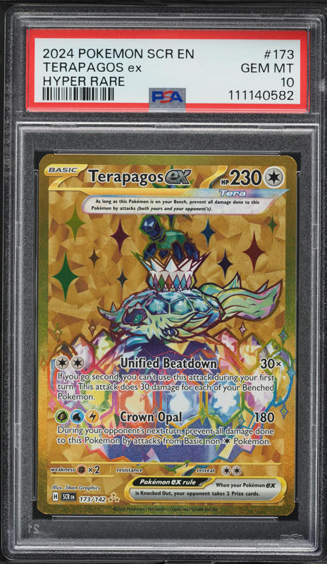 2024 Pokemon Scarlet & Violet Stellar Crown Gold Rare Terapagos ex #173 PSA 10 GEM MINT