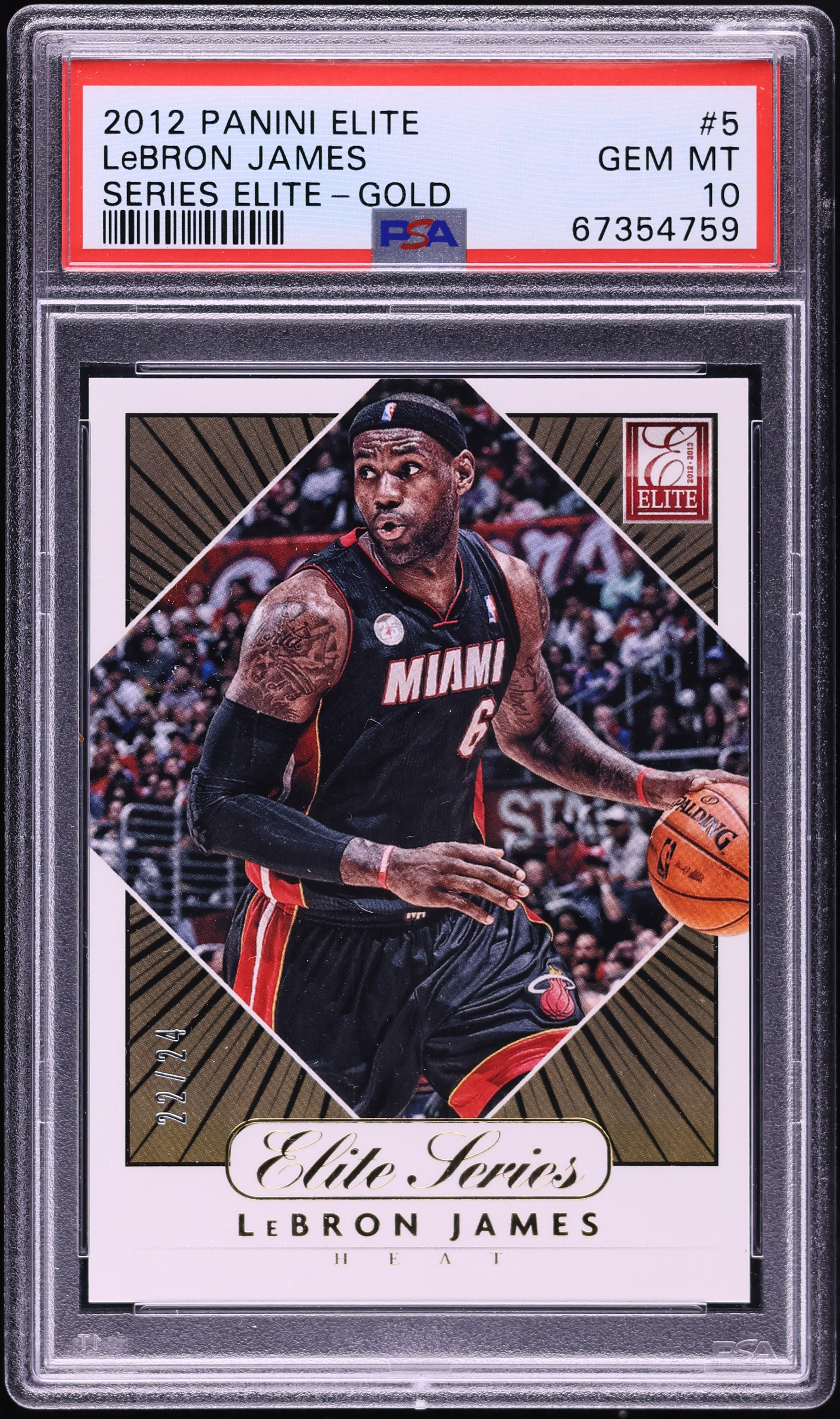 2012 Panini Elite Series Elite Gold LeBron James /24 #5 PSA 10 GEM 