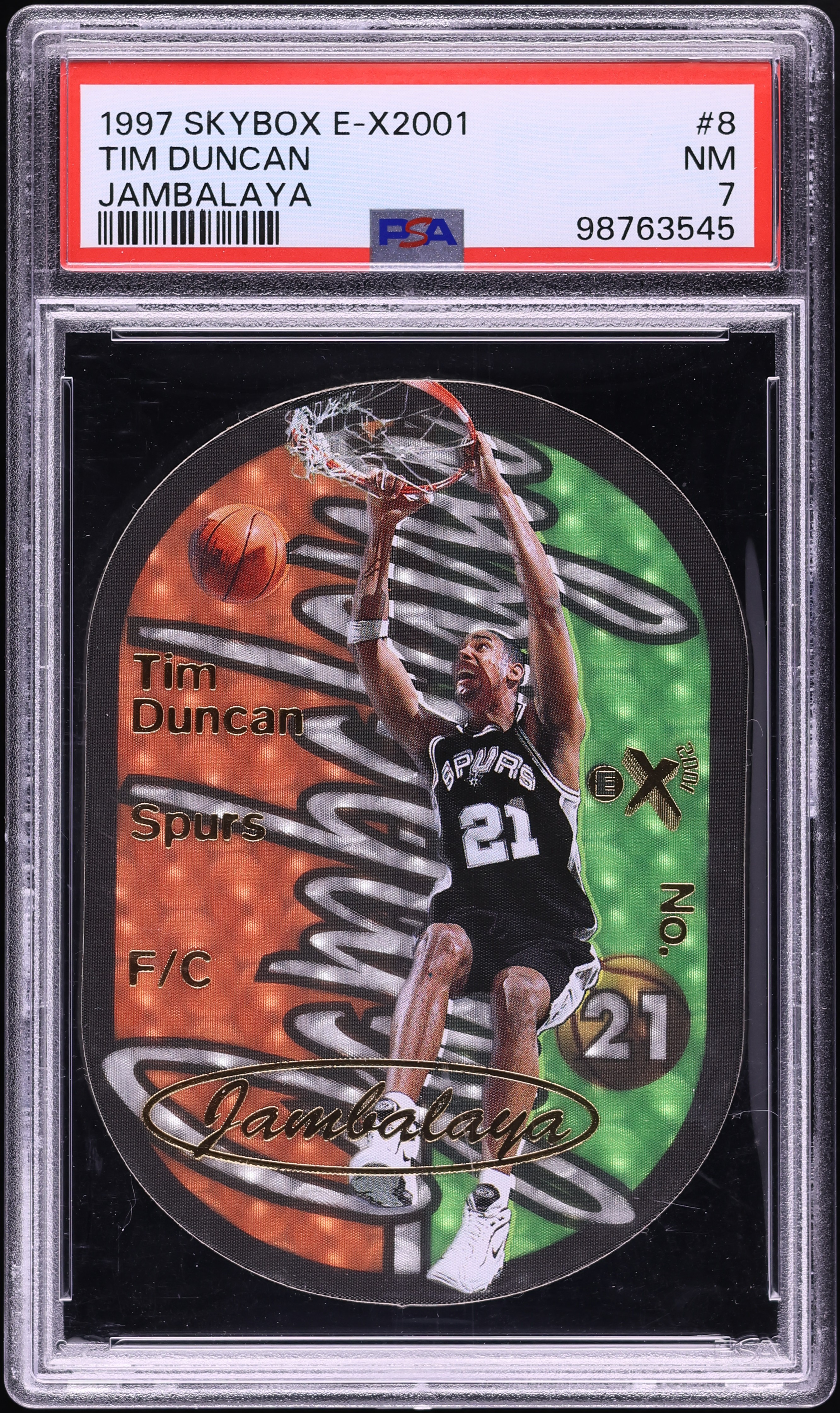1997 Skybox E-X2001 Jambalaya Tim Duncan ROOKIE #8 PSA 7 NRMT on