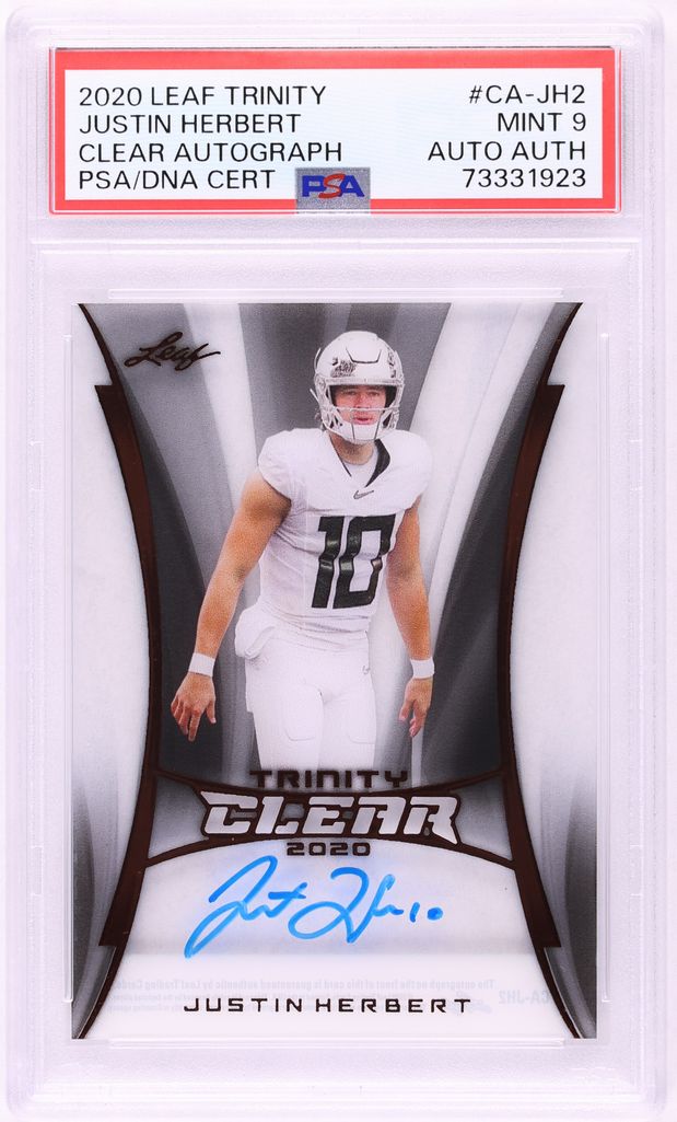 2020 Leaf Trinity Clear Justin Herbert ROOKIE AUTO #CA-JH2 PSA 9