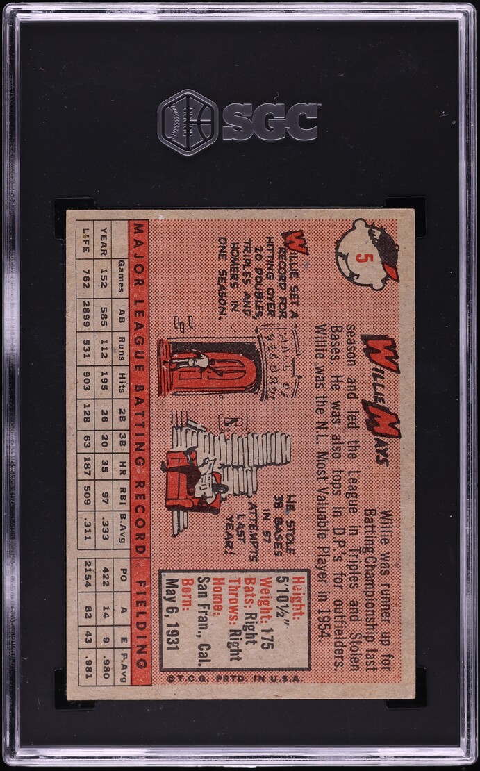 1958 Topps Willie Mays #5 SGC 7 NRMT