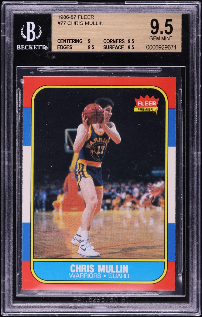1986 Fleer Basketball Chris Mullin ROOKIE #77 BGS 9.5 GEM MINT