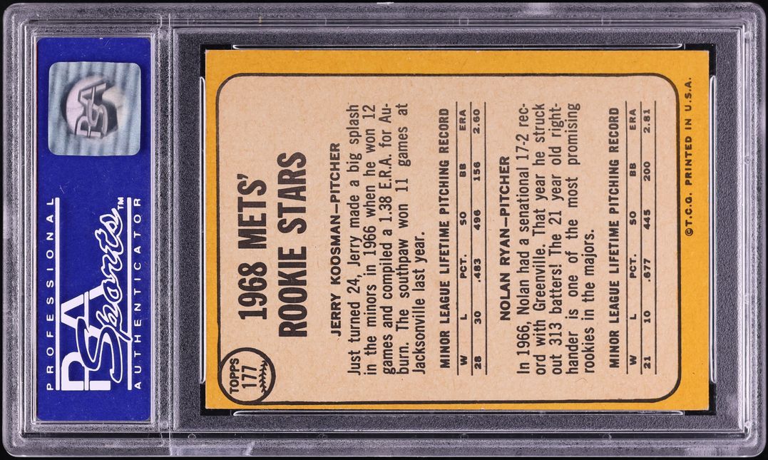 1968 Topps Jerry Kossman Nolan Ryan ROOKIE #177 PSA 7 NRMT
