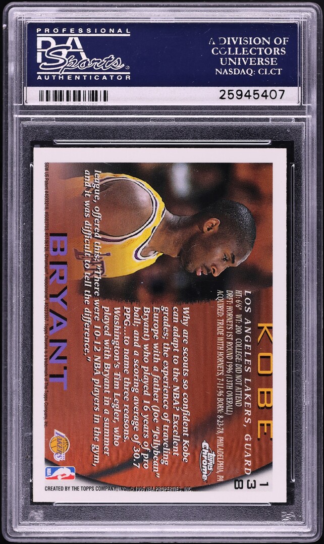 1996 Topps Chrome Kobe Bryant ROOKIE #138 PSA 9 MINT on Fanatics