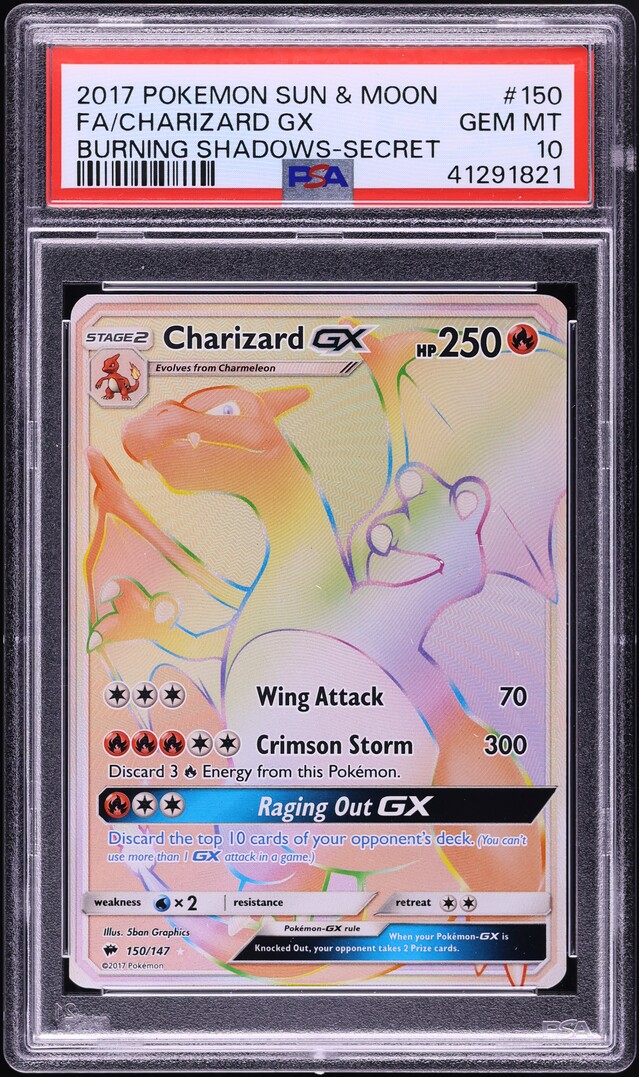 2017 Pokemon SM Burning Shadows Rainbow Rare Charizard GX #150 PSA 10 GEM  MINT on Fanatics Collect
