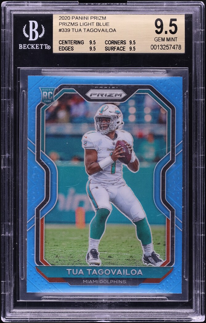 2020 Panini Prizm Light Blue Tua Tagovailoa ROOKIE #339 BGS 9.5 GEM MINT
