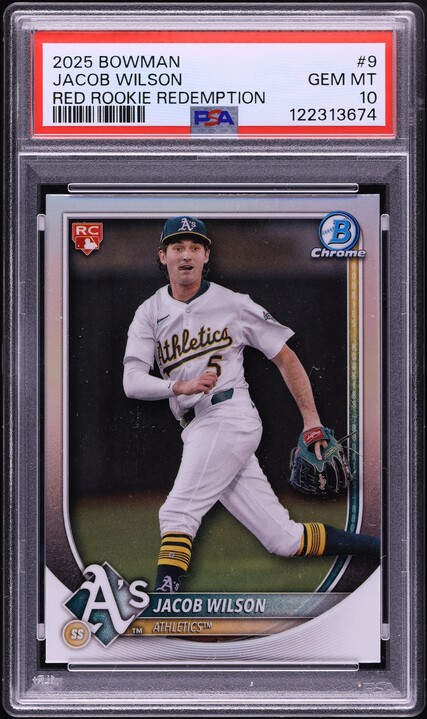 thumbnail image 2 of 2023 Bowman Draft Jacob Wilson Rookie Card #BD-121 – Oakland Athletics RC 1st 2 of 5