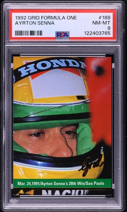 1992 Grid Formula 1 F1 Ayrton Senna #188 PSA 8 NM-MT on Fanatics