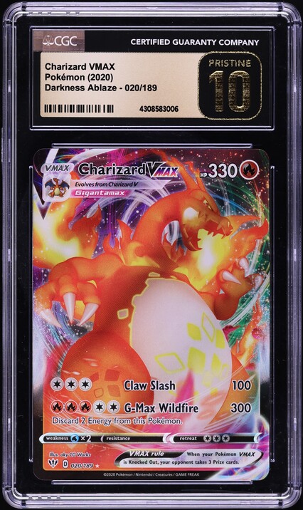 2020 Pokemon SWSH Darkness Ablaze Full Art Charizard VMAX #20 CGC 10 PRISTINE